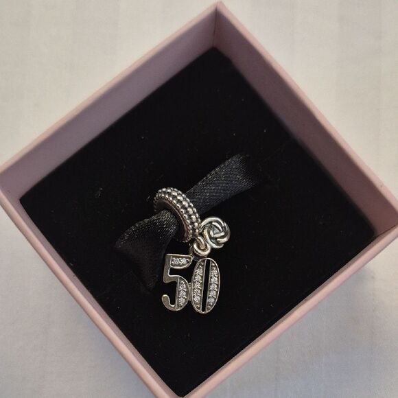 Pandora 50th Celebration Silver Charm with Clear Accents - Picture 10 of 16